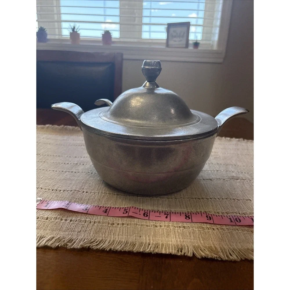 Vintage Carson Freeport Pewter Soup Tureen with Ladle 2 Quart